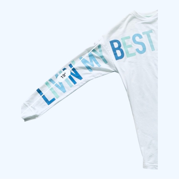 MarleyLilly casual white graphic top shirt XS long sleeve 
round neck logo - Picture 14 of 16